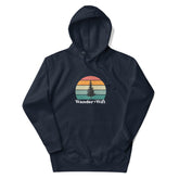 Wander is Greater than Wifi navy hoodie front view outdoor adventure
